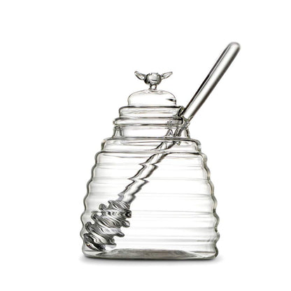 Glass Honey Dispenser Spoon & Jar